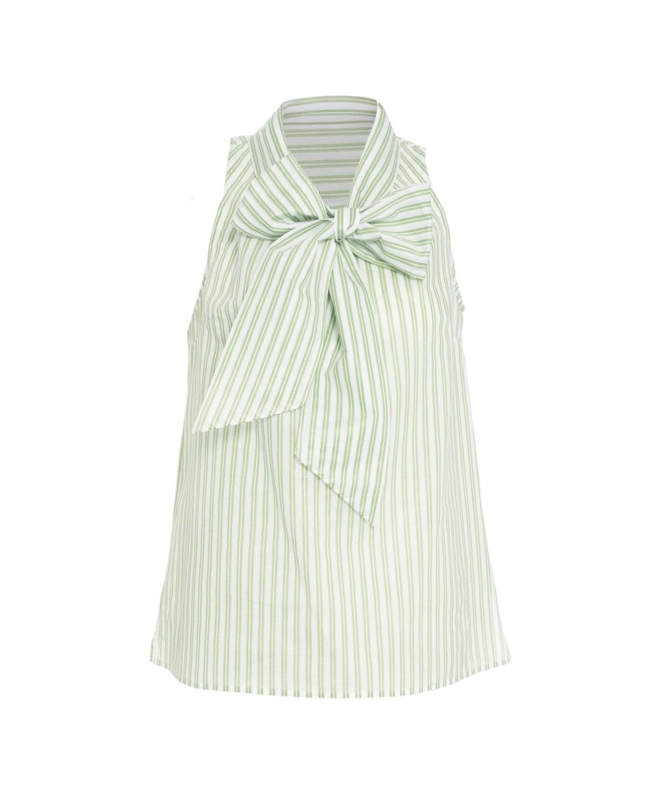 Himons Striped Sleeveless Blouse