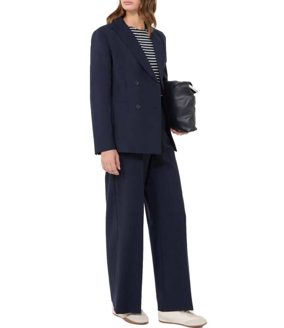 Max Mara Blue Virgin Wool Tailored Trousers