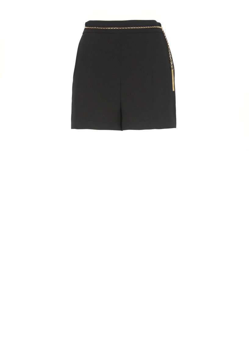 Elisabetta Franchi Tailored Crêpe Shorts With Decorative Gold Chain