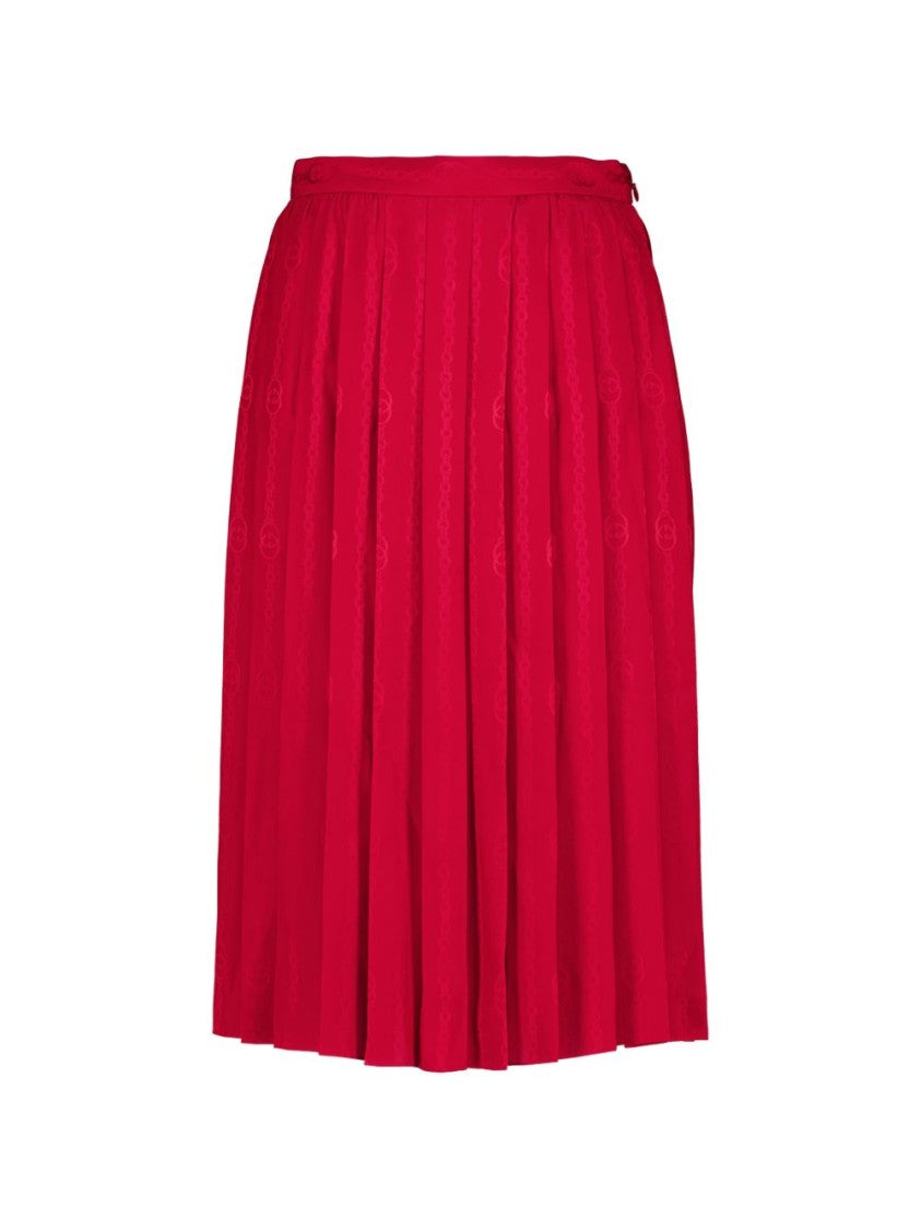 Gucci Textured Tonal Pattern Pleated Silk Skirt
