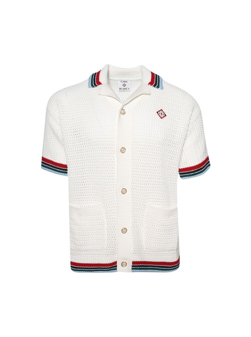 Casablanca Sporty Faux Crochet Shirt White