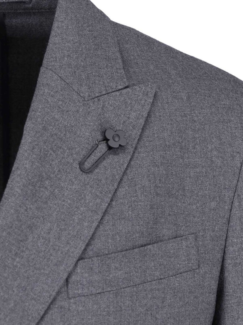 Lardini Grey Double-Breasted Virgin Wool Suit
