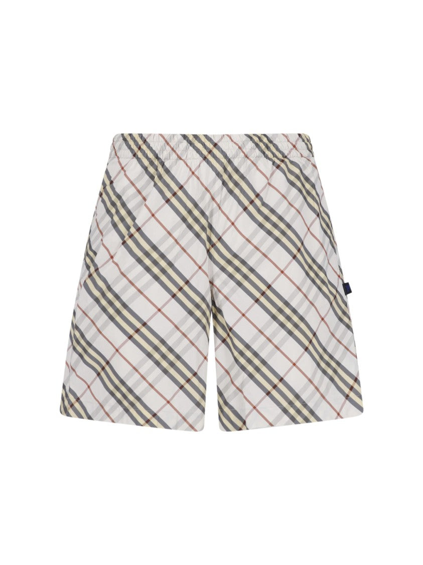 Burberry Beige Check Relaxed Drawstring Shorts