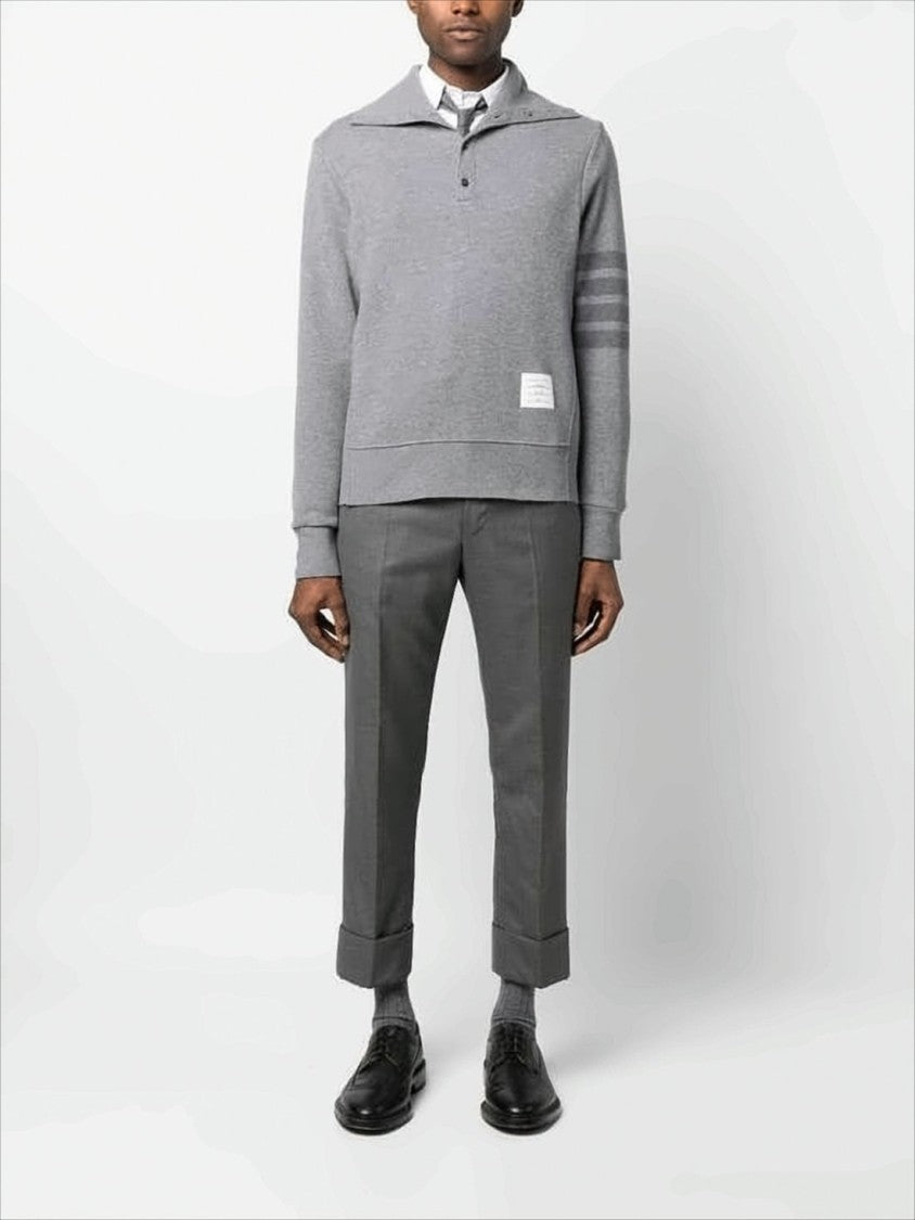 Thom Browne Medium Grey Wool Polo Shirt With Classic Collar And Minimalist Details