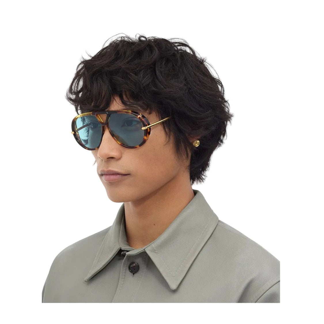 Bottega Veneta Havana Bv1273s Unapologetic Recycled Acetate Pilot Sunglasses