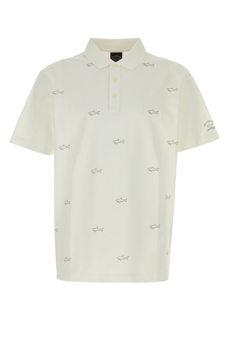 Paul & Shark Classic Shark Print Polo With Traditional Collar