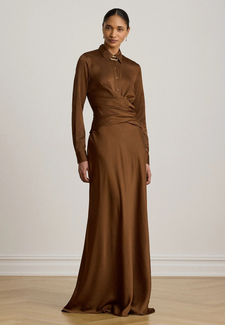 Lauren Ralph Lauren Wrap Collared Maxi Dress
