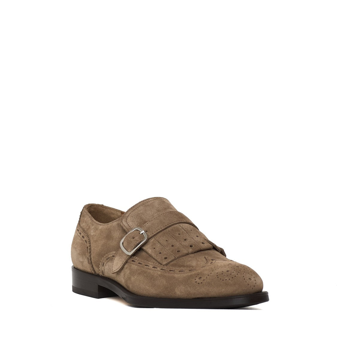 Doucal's Fringed Tongue Brogue Leather Slip-On Shoes