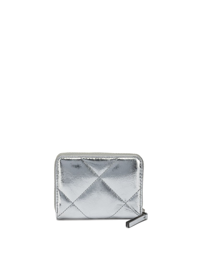 Tory Burch Quilted Silver Cow Leather Wallet