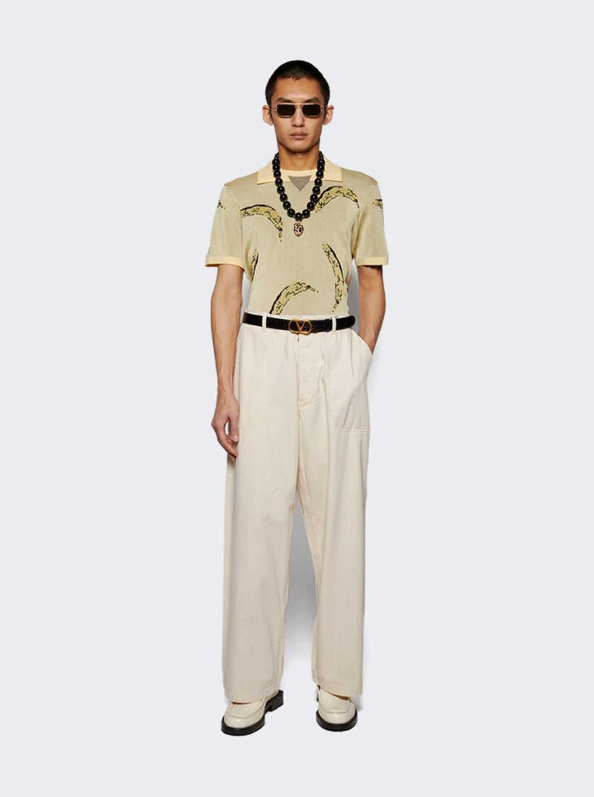 Maison Margiela Ivory Wide-Leg Trousers With Belt Loops And Tailored Fit