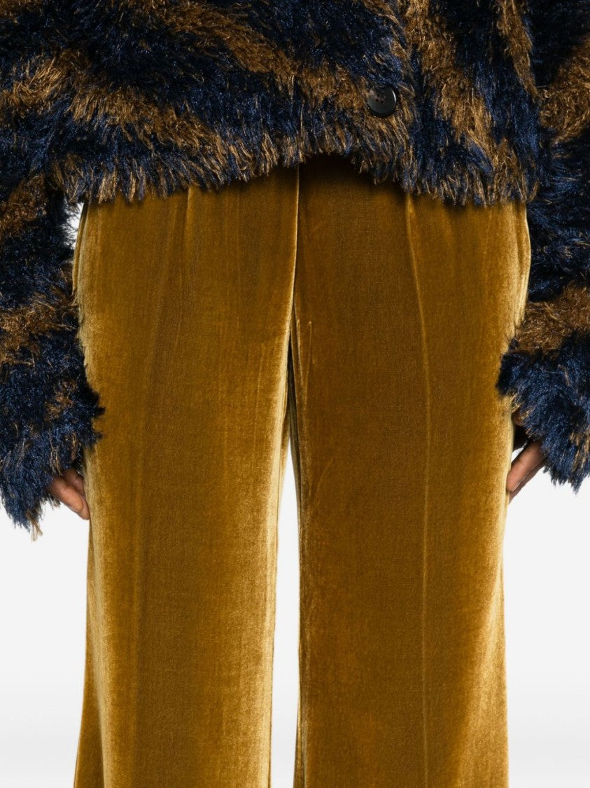 Forte Forte Wide-Leg Velvet Pants With Golden Hue