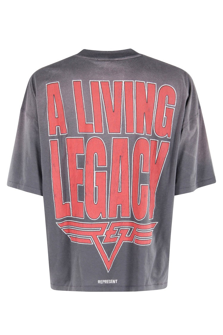 Represent Fade Grey Living Legacy Sun Cotton-Blend Printed T-Shirt