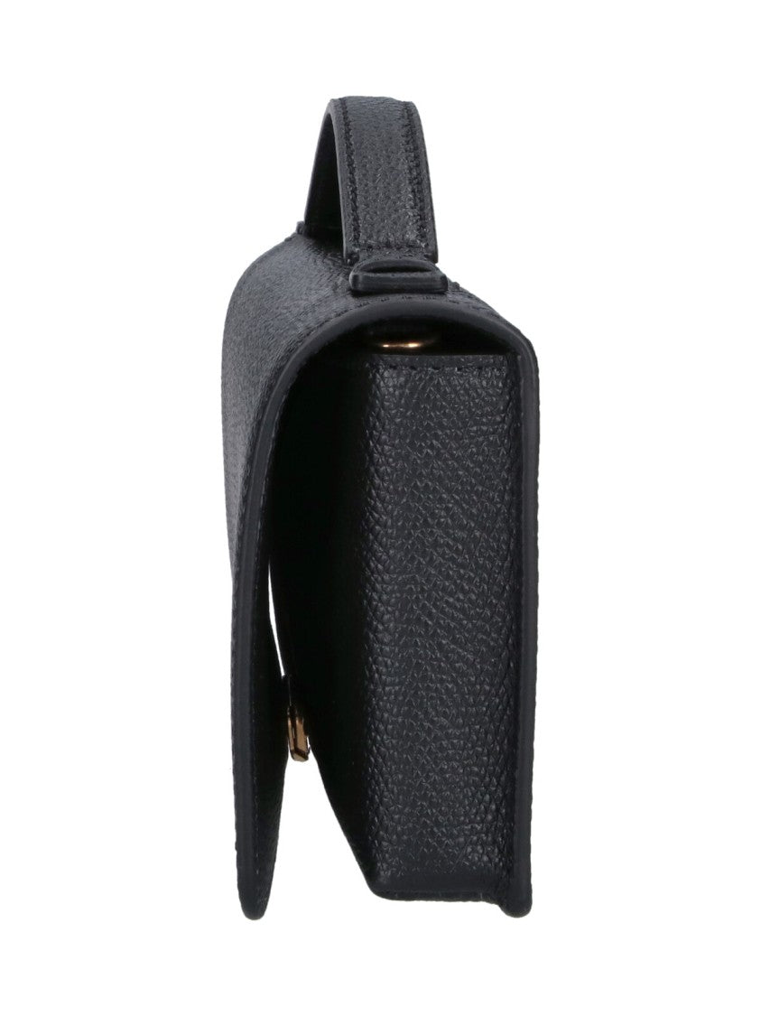 Valentino Garavani Black Leather Vlogo Signature Shoulder Bag