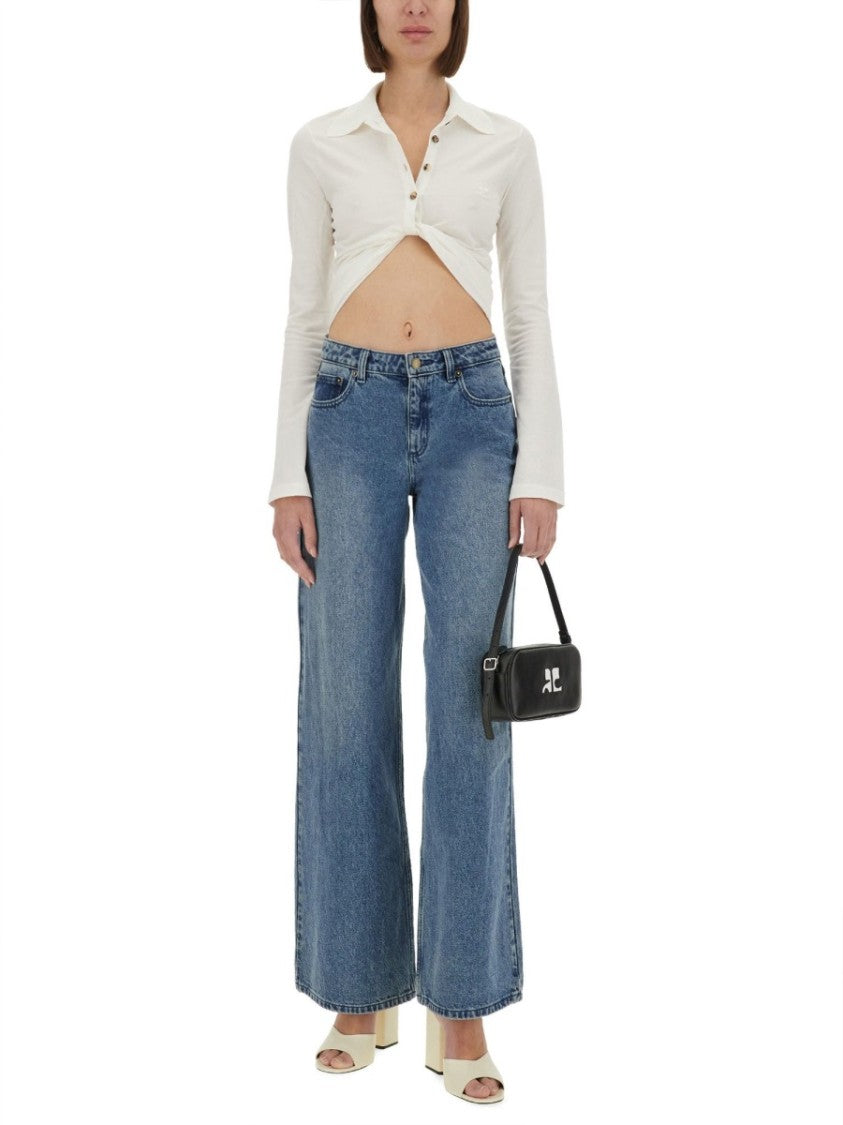 Courrèges "Twist" Cropped Polo Shirt