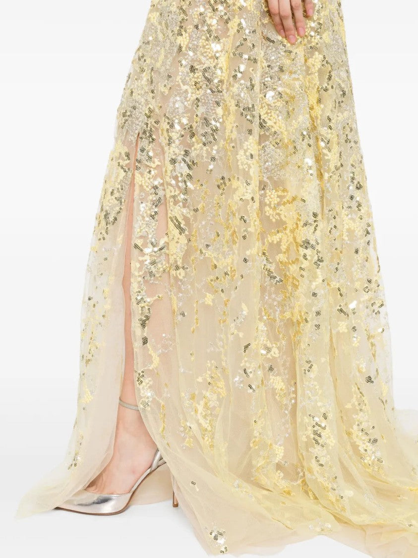 Saiid Kobeisy Off-Shoulder Long Embroidered Dress