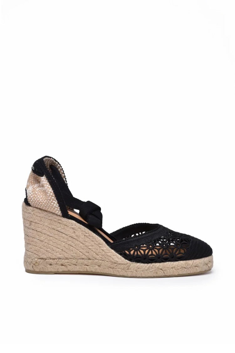 Castañer Black Rope Heel Canvas Espadrilles