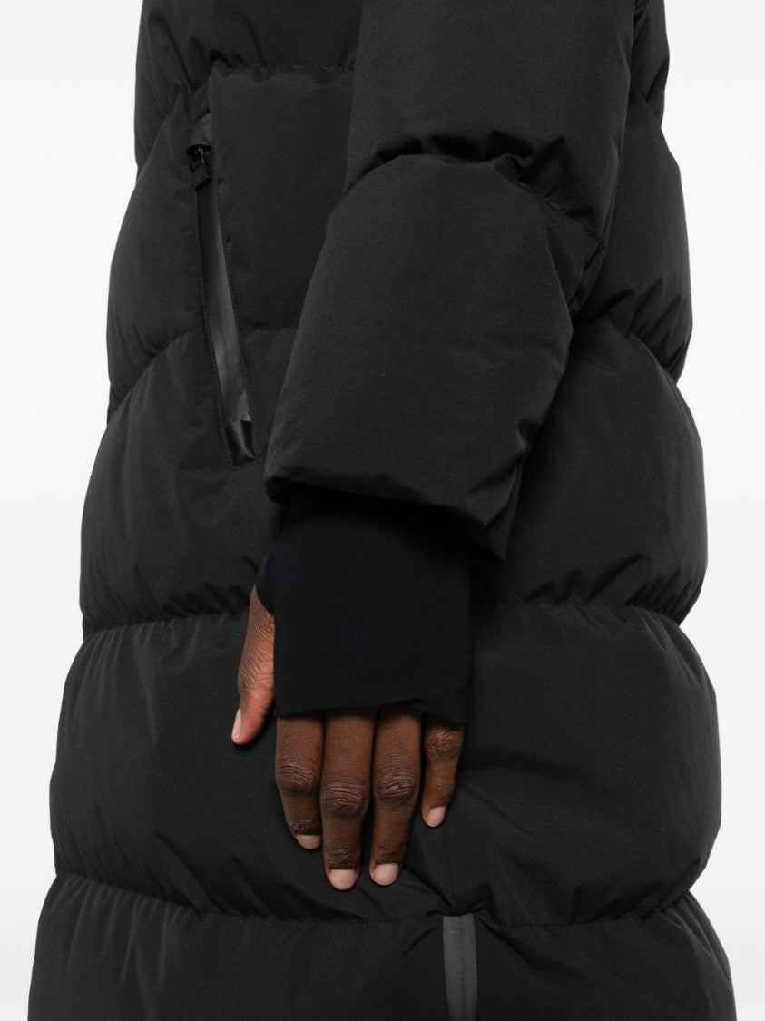 Herno Long Padded Black Jacket With Quilted Design