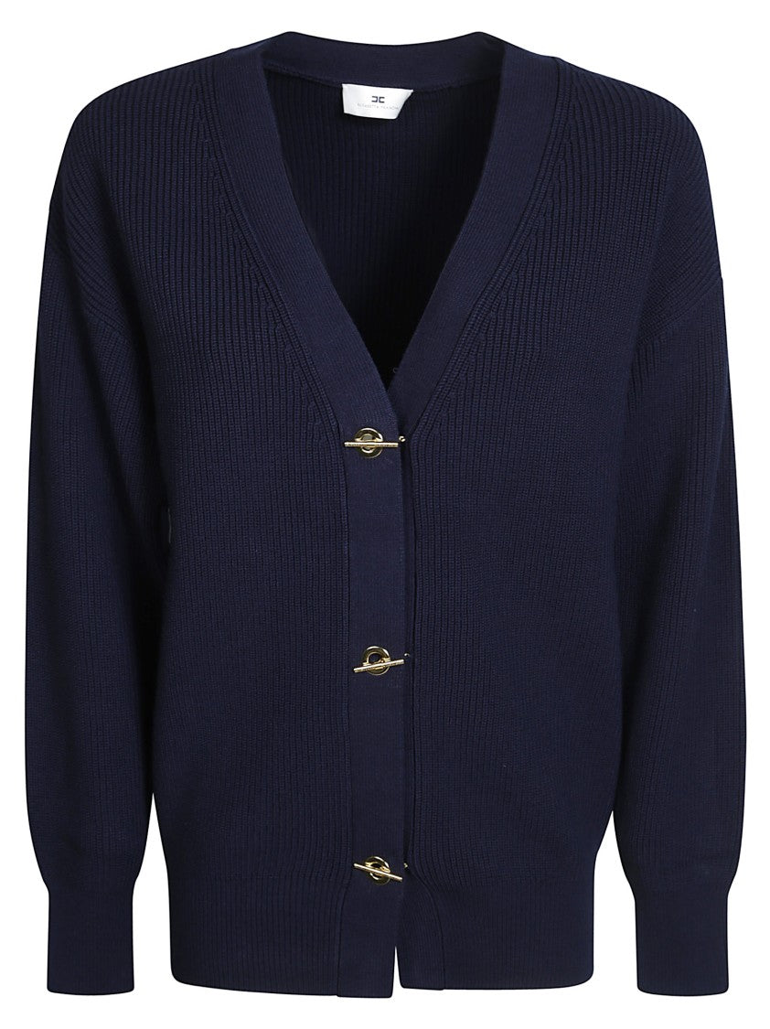 Elisabetta Franchi Ribbed Knit Wool-Blend Cardigan