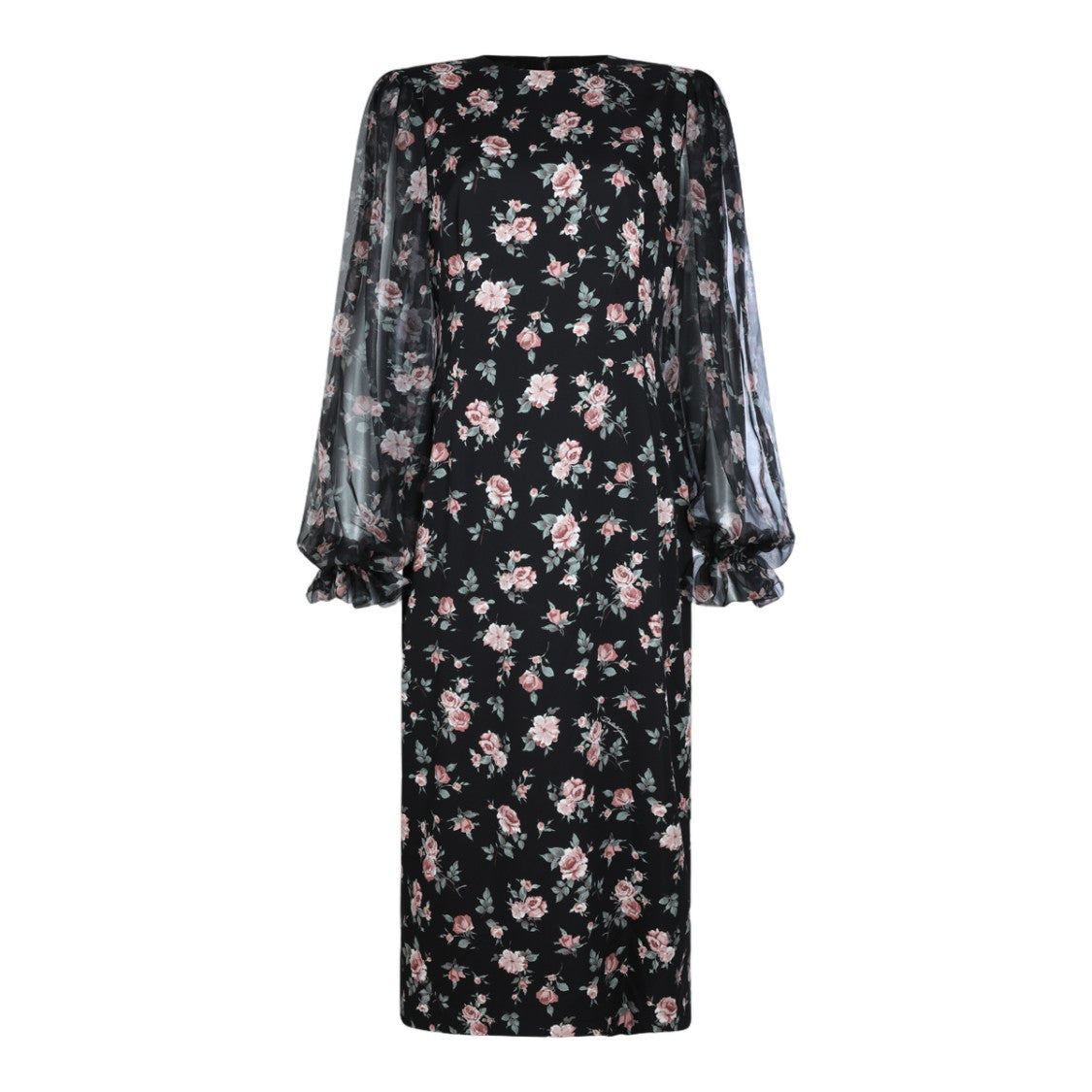 Dolce & Gabbana Midi Dress With Sheer Long Sleeves