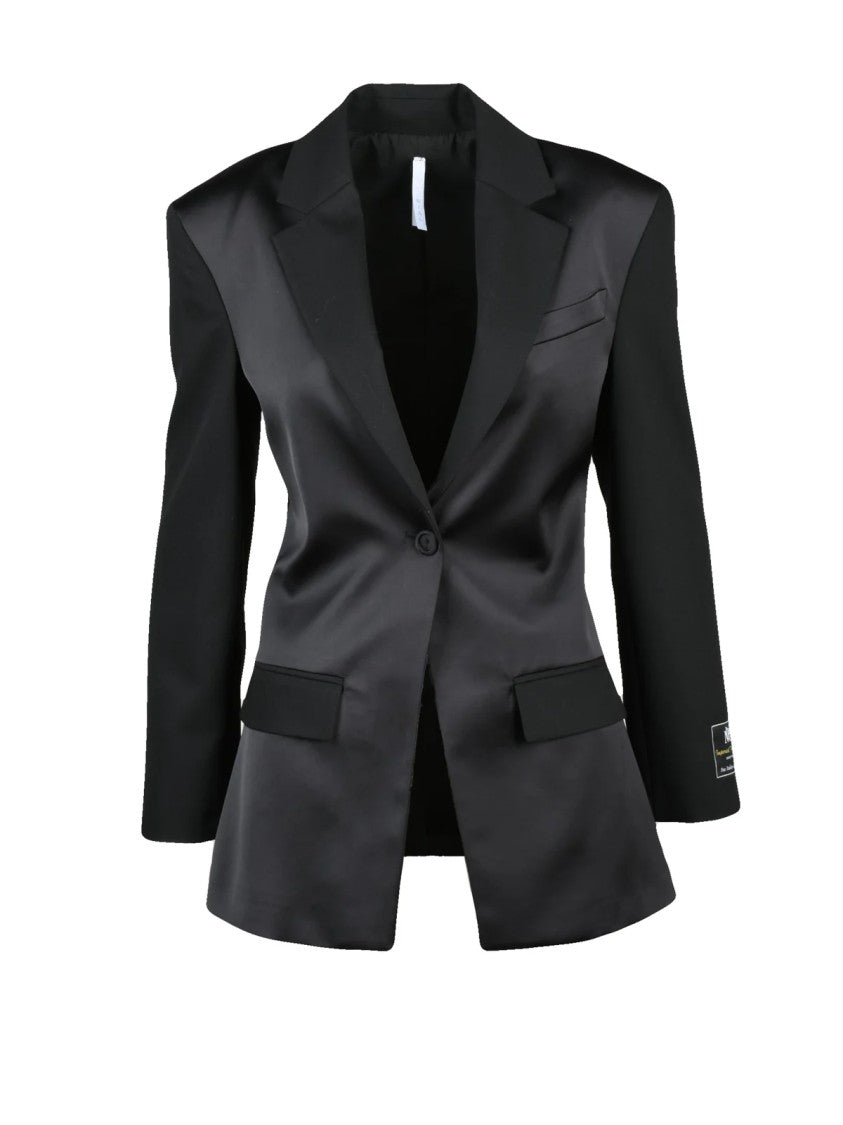 Imperial Black Polyester-Blend Fitted Blazer