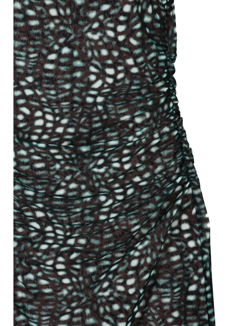 Dries Van Noten Green Sheer Overlay Floral Fitted Mini Dress