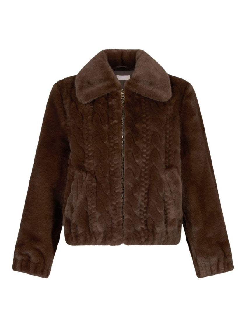 Liu Jo Cropped Chocolate Brown Faux Fur Coat