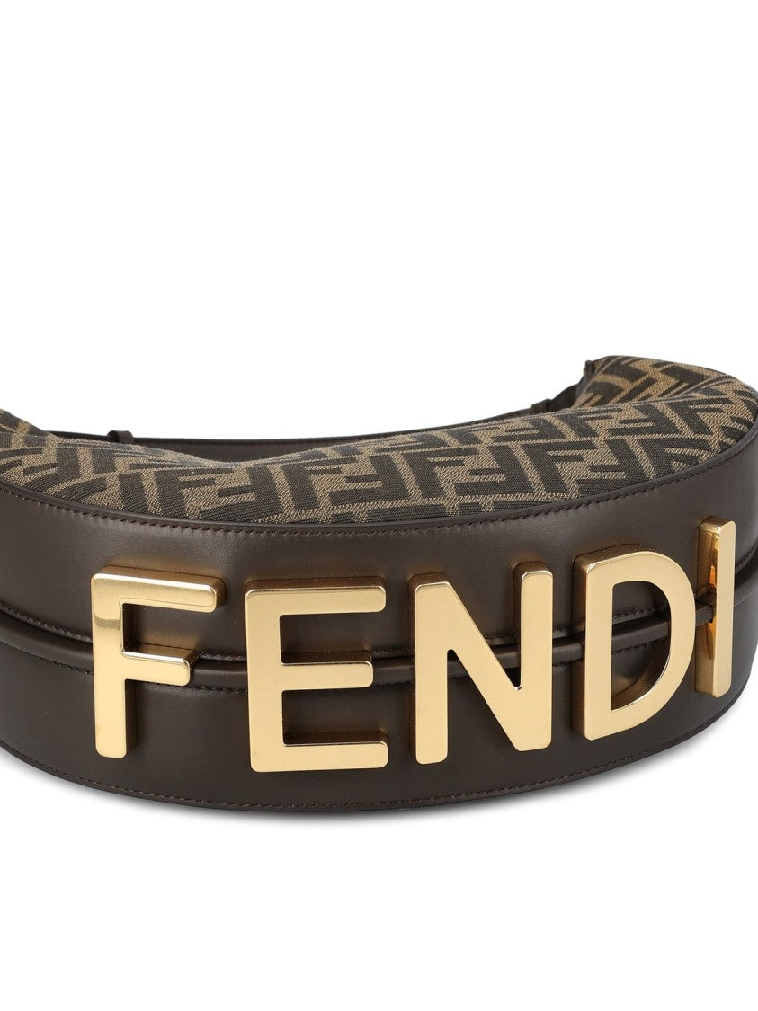 Fendi Crescent-Shaped Shoulder Bag With Monogram Pattern
