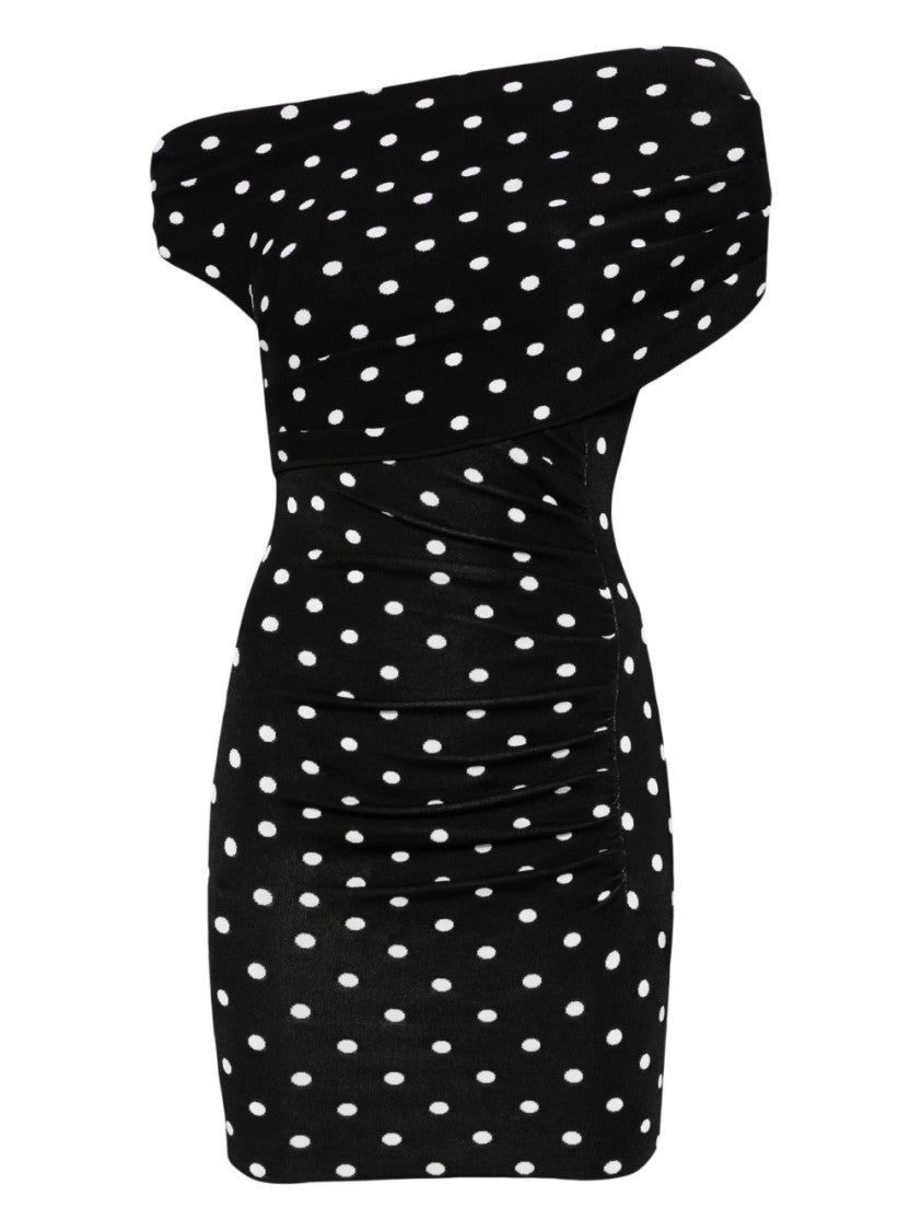 Self-Portrait Off-Shoulder Mini Dress With Polka Dot Pattern