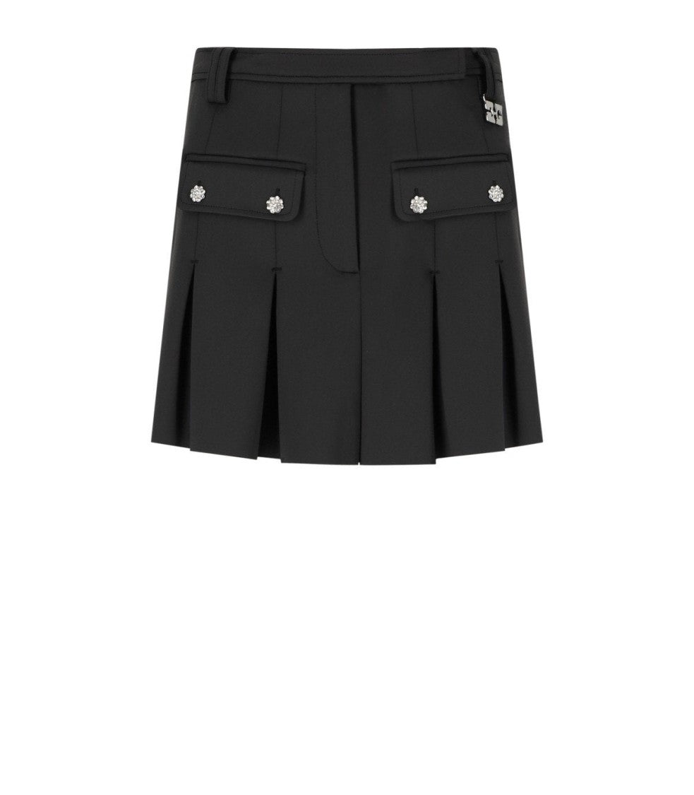 Ganni Black Pleated Mini Skirt