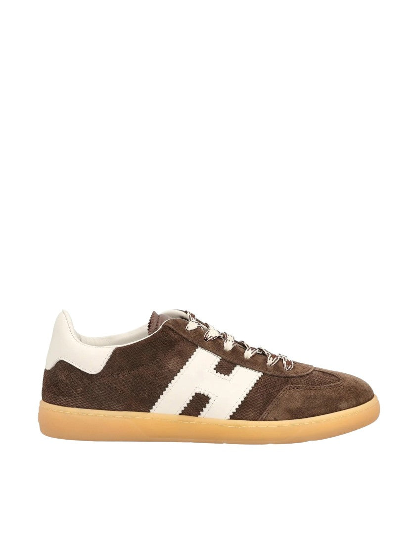 Hogan Brown Leather Sneakers With Signature 'H' Logo And Elegant Design