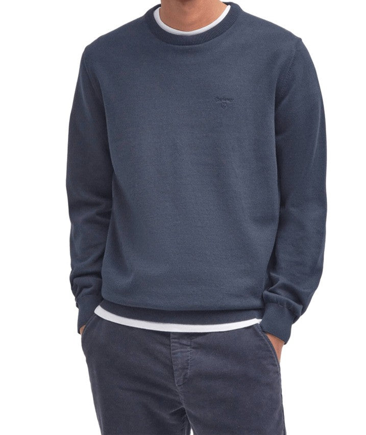 Barbour Tailored-Fit Blue Sweatshirt With Round Neckline And Embroidered Logo