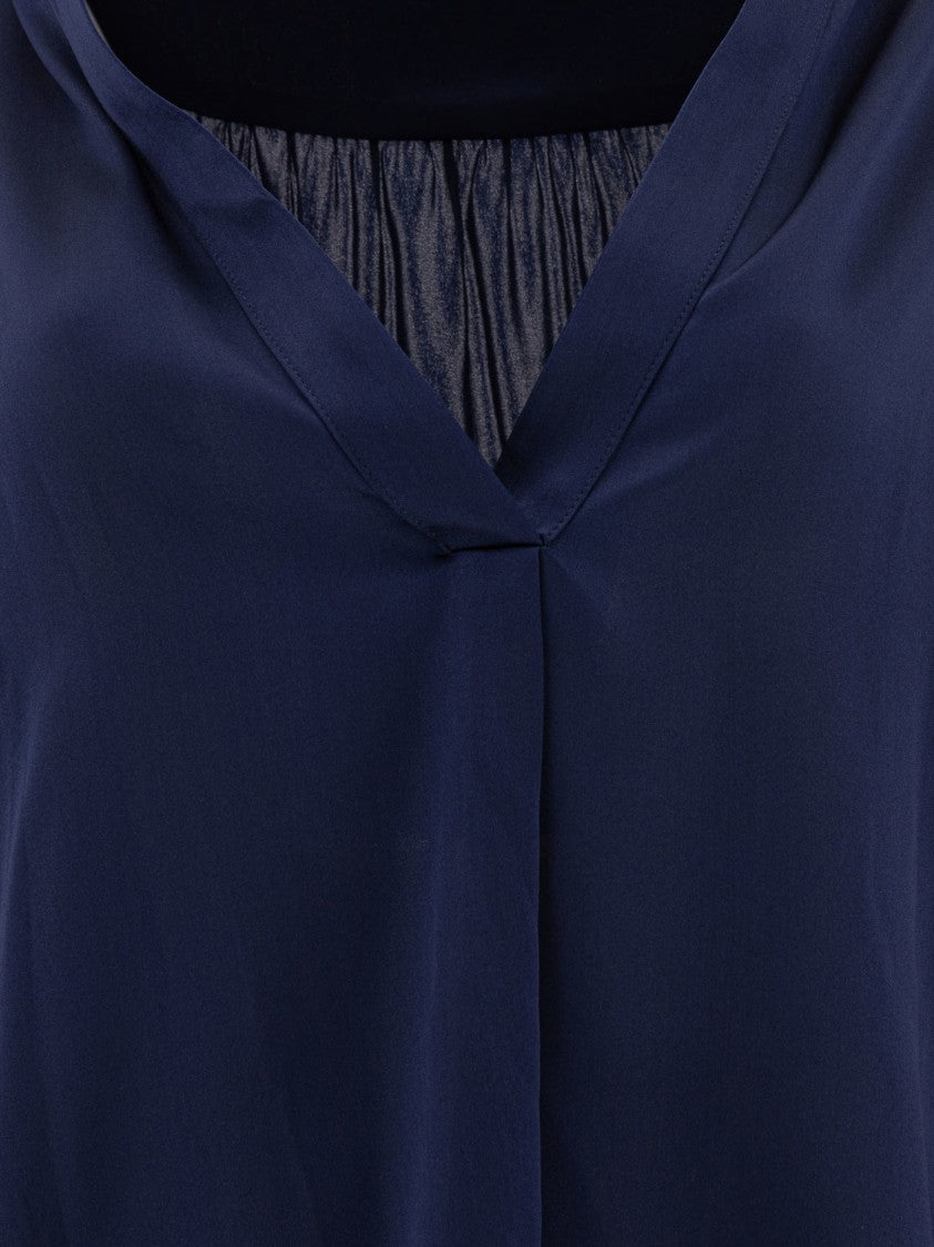 F.It Silk Blend Blouse With V-Neckline