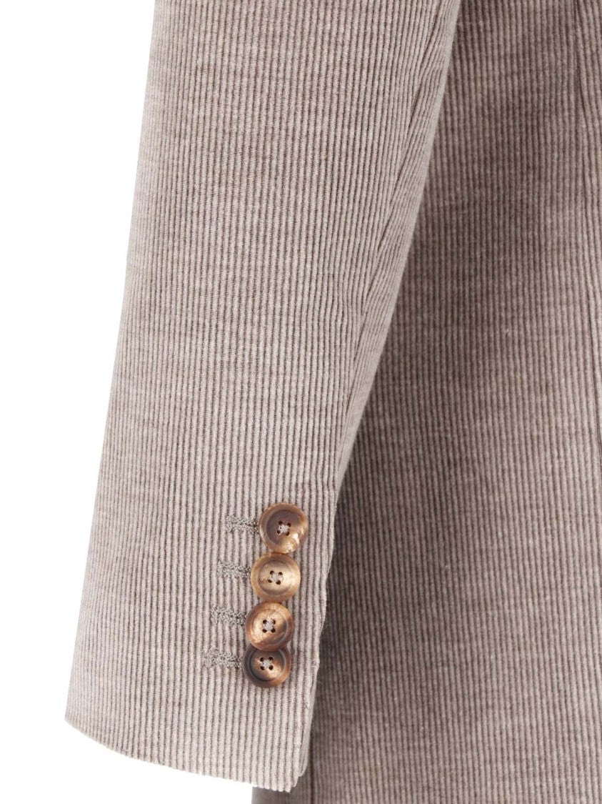 Tagliatore J-Jasmine Taupe Corduroy Double-Breasted Blazer