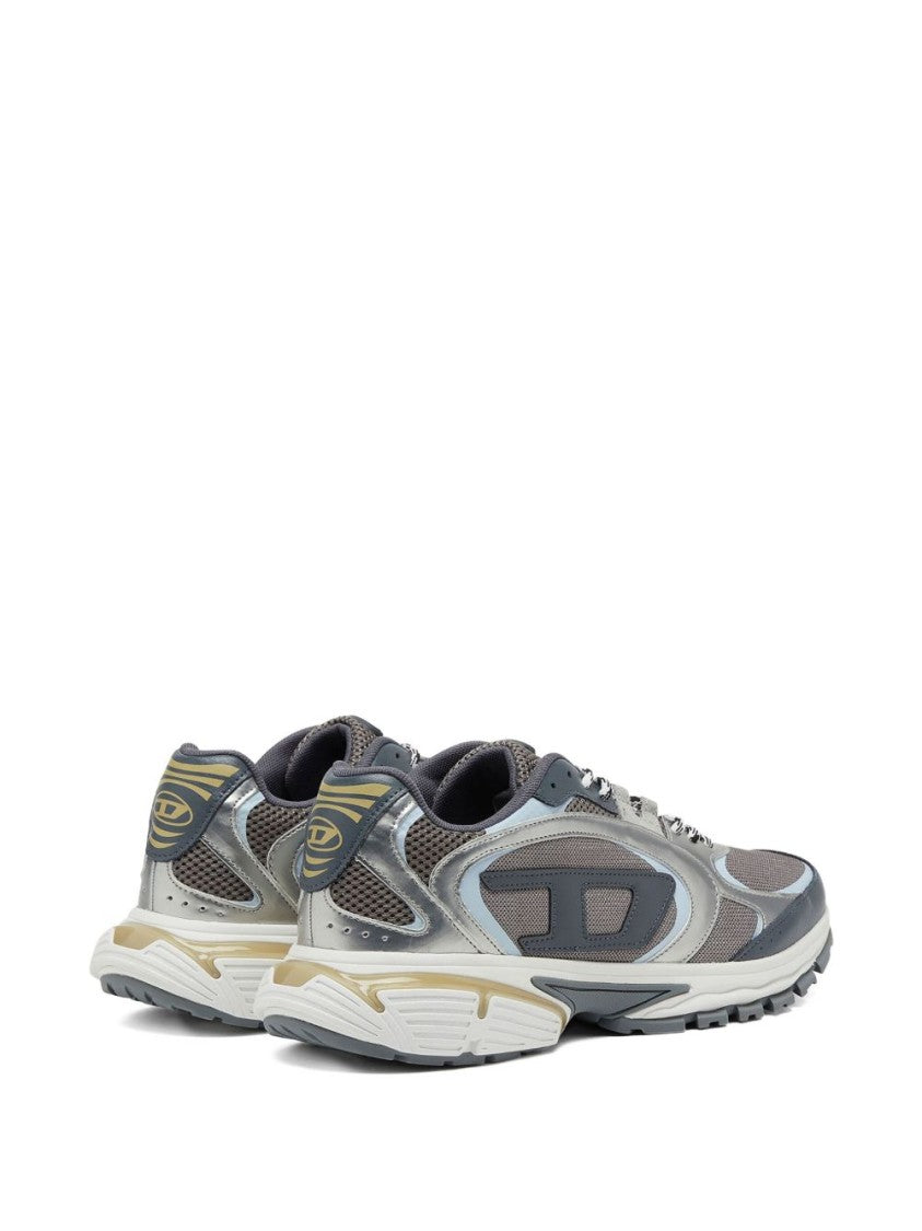 Diesel Grey Mesh Metallic Overlay Lace Sneakers