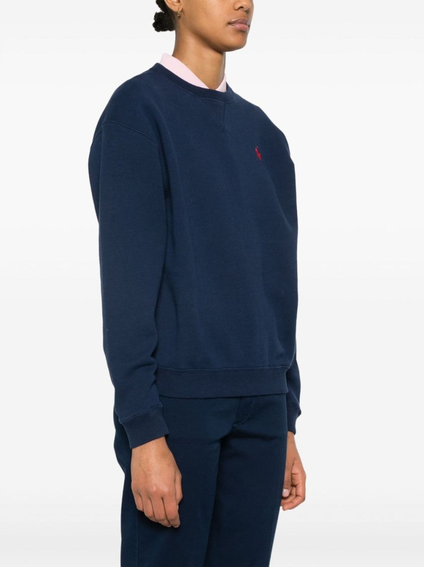 Polo Ralph Lauren Deep Navy Cotton-Blend Sweatshirt With Embroidered Logo