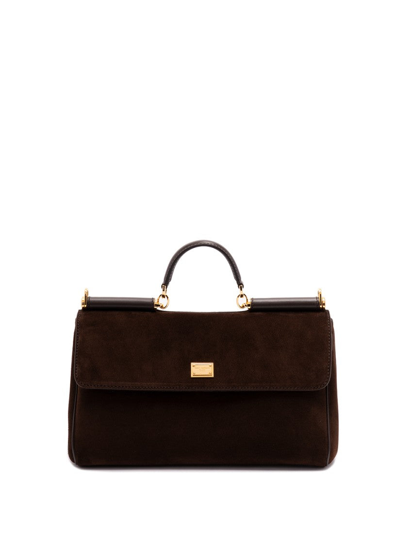 Dolce & Gabbana Structured Calf Leather Handbag With Detachable Strap