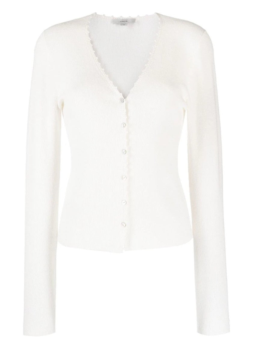 Vince Linen And Nylon Cardigan With Crochet Trim