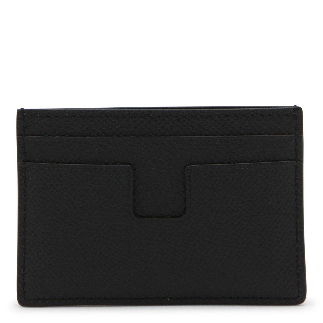 Tom Ford Black Textured Leather Gold Logo Cardholder Wallet