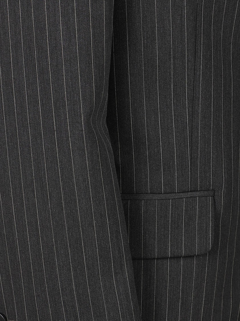 Iro Structured Dark Grey Blazer With Classic Pinstripe Design
