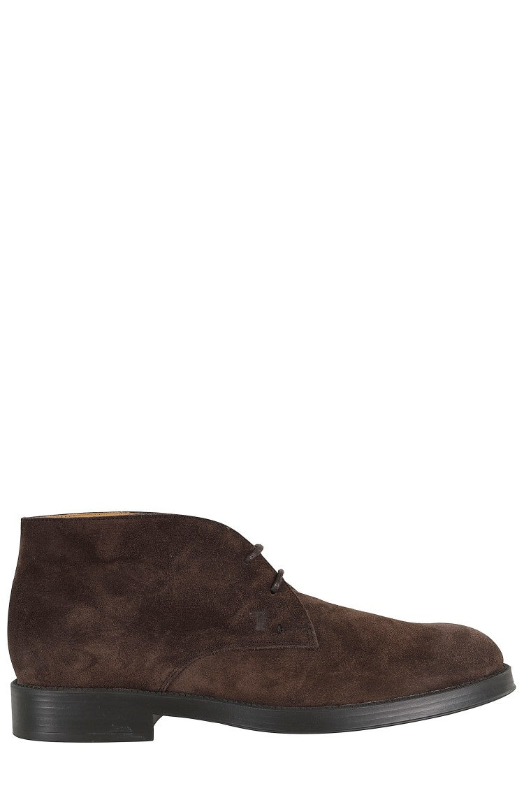 Tod's Suede Ankle Boot With Lace-Up Closure And Rubber Sole