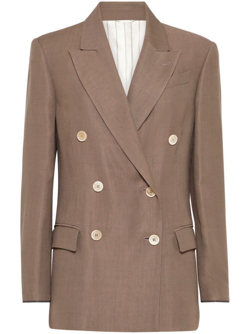 Brunello Cucinelli Double-Breasted Brown Jacket With Tailored Fit