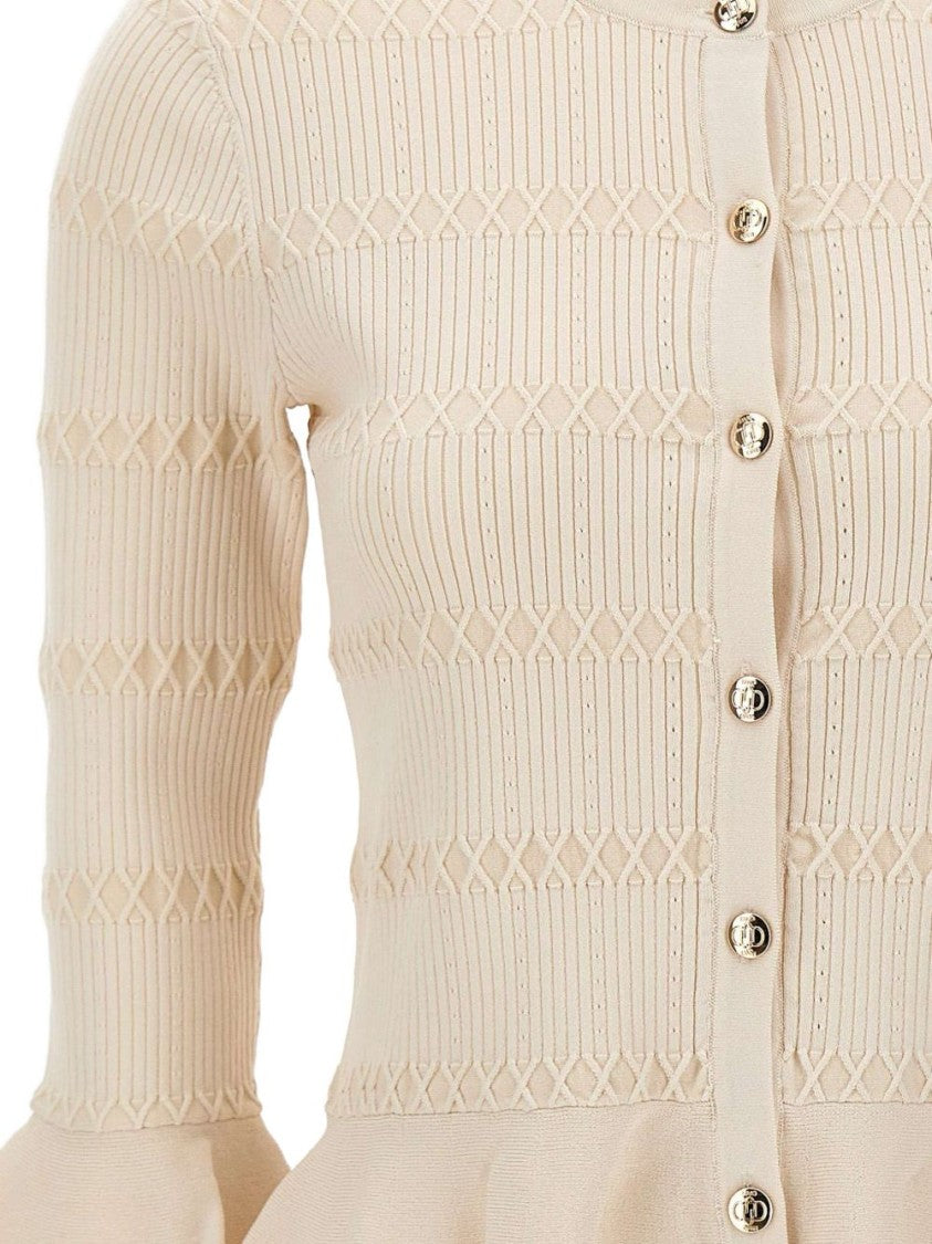 Liu Jo Off-White Crew Neck Ruffled Jacket