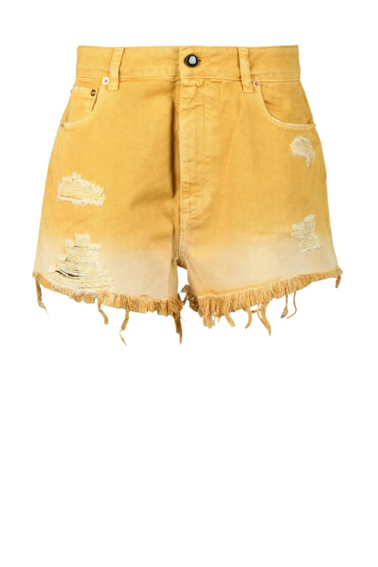 Semi Couture Yellow Gradient Cotton Shorts