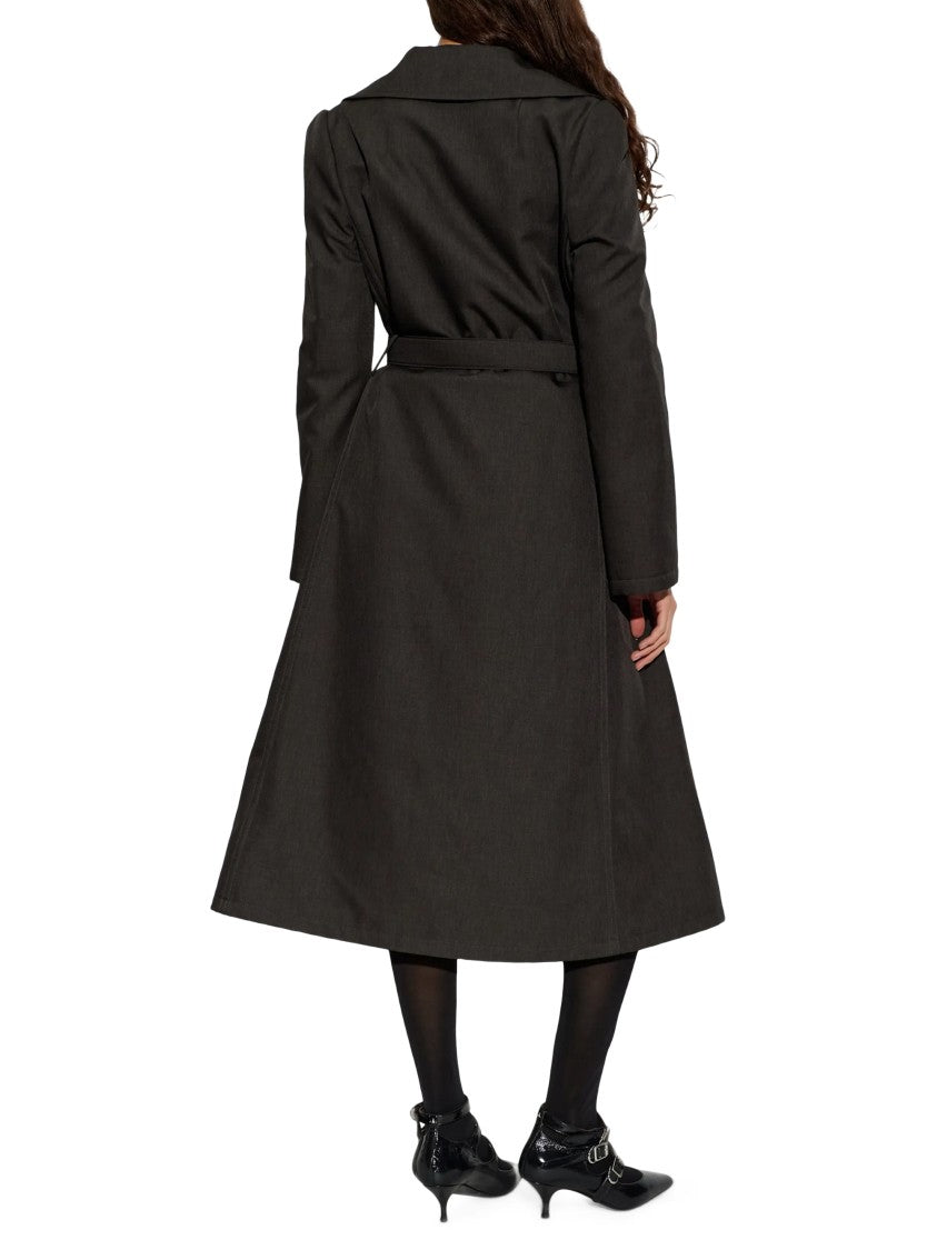 Vivienne Westwood Mid-Calf Liska Flared Metallic Wool Coat