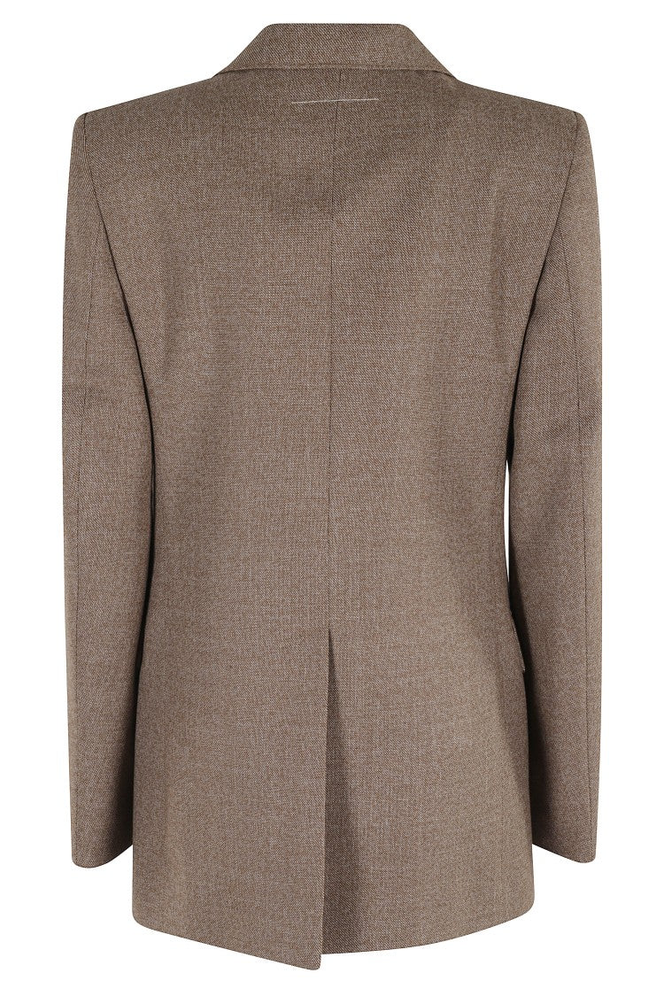 Mm6 By Maison Margiela Double-Breasted Gray Wool Blazer
