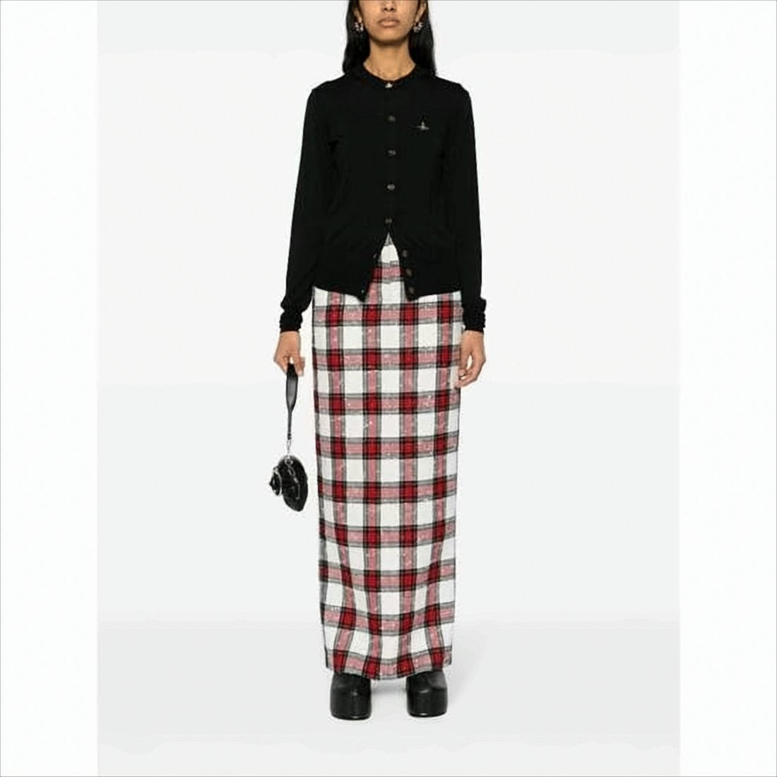 Vivienne Westwood Fitted Black Cardigan With Silk-Wool Blend