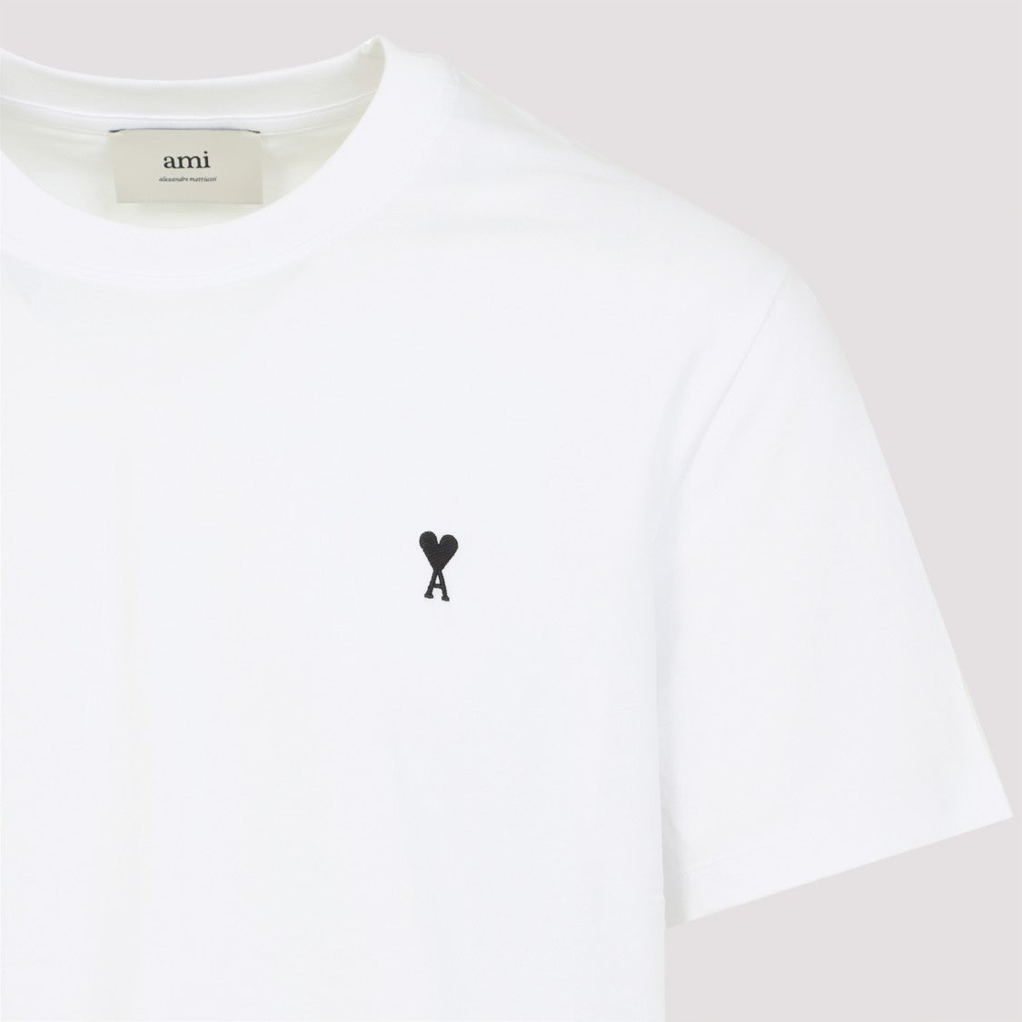 Ami Paris Classic Fit White Cotton T-Shirt With Subdued Logo