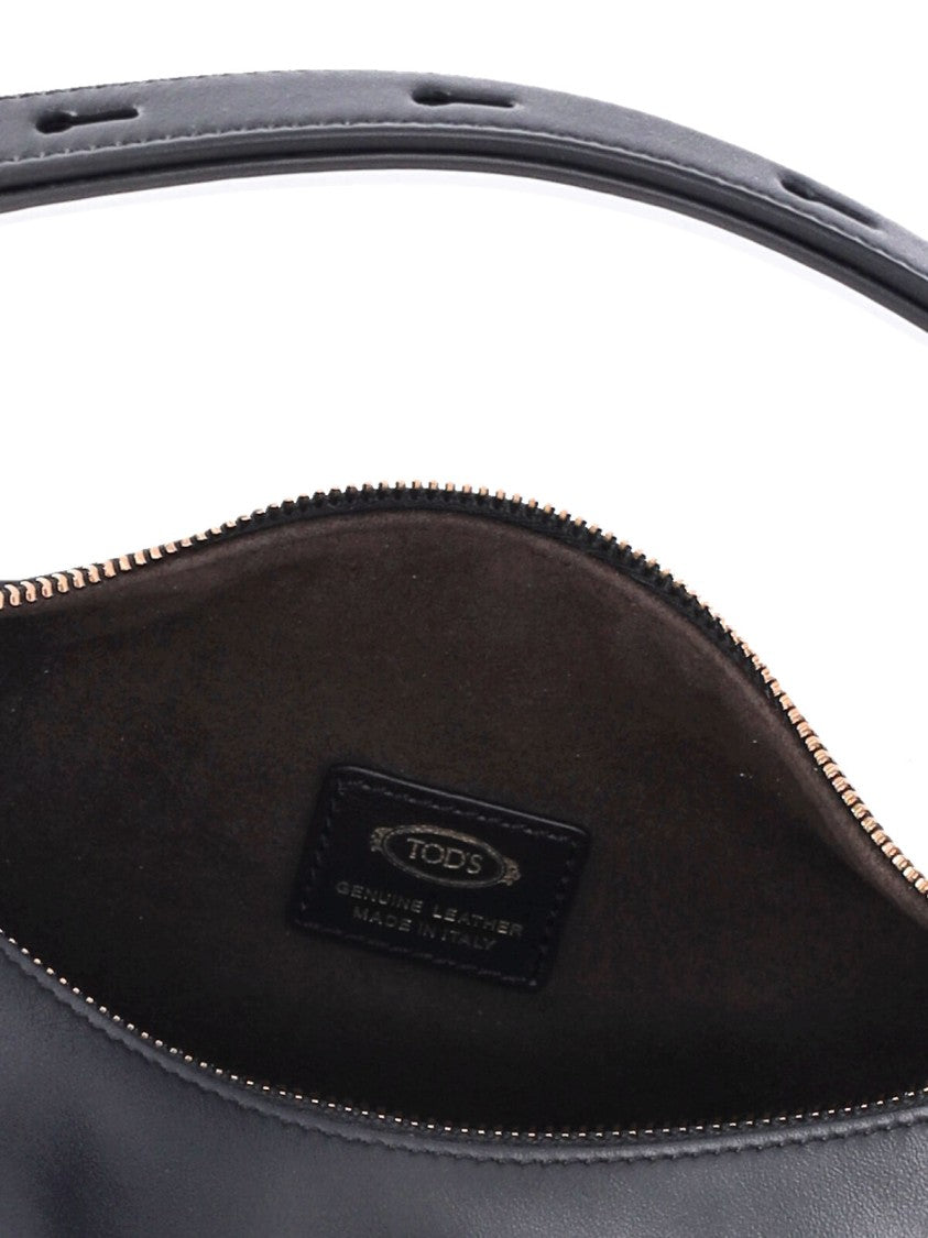 Tod's Black Metal Dots Calf Leather Shoulder Bag