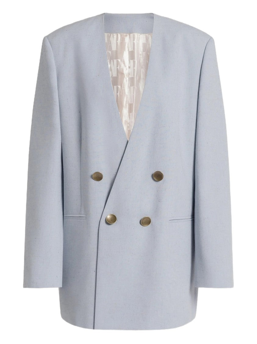 Alberta Ferretti Blue Double-Breasted Padded Viscose Blazer