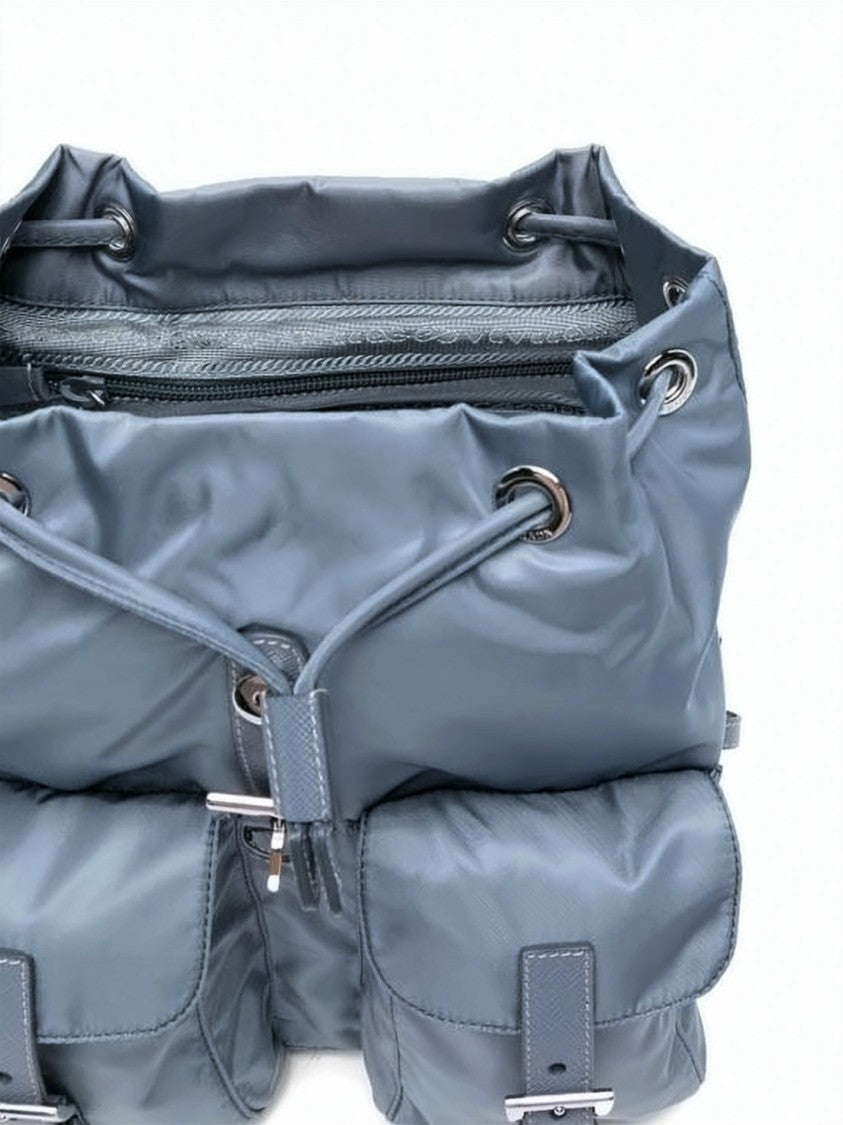 Prada Compact Blue Nylon Backpack